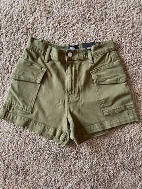 Just Black Olive Cargo Utility Shorts